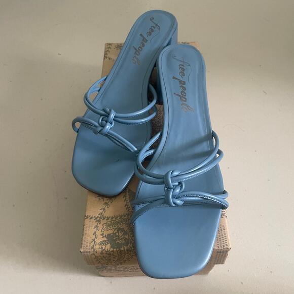 Free People Double Straps Slip On Slide Sandals Blue Size 9 - Picture 5 of 11